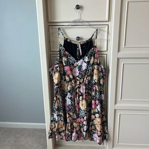 As U Wish mini dress, black with florals, size 2X